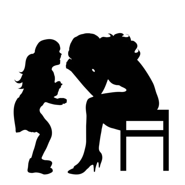 Vektor Silhouette Einer Frau Mit Baby Auf Weißem Hintergrund — Stockvektor