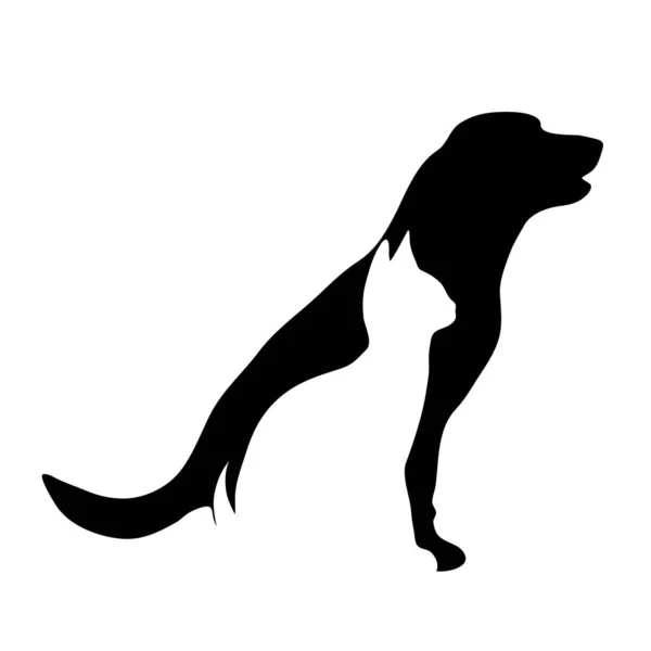 Sílhueta Vetorial Logotipo Cão Gato Fundo Branco — Vetor de Stock