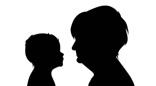 Vector Silhouette Faces Family White Background — Stock Vector