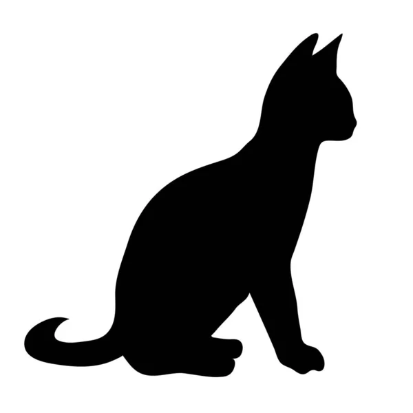 Silueta Vectorial Gato Sobre Fondo Blanco — Vector de stock