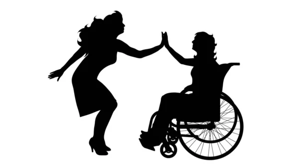 Silhouette Vectorielle Femme Fauteuil Roulant Sur Fond Blanc — Image vectorielle