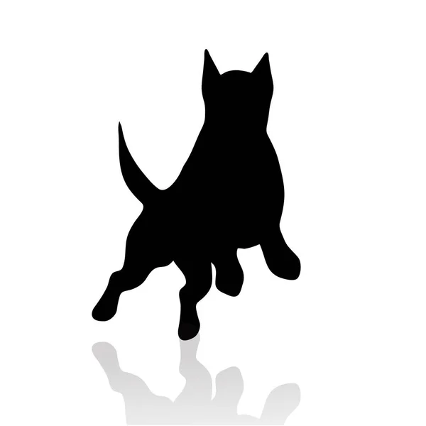 Vector Silhouet Van Hond Witte Achtergrond — Stockvector