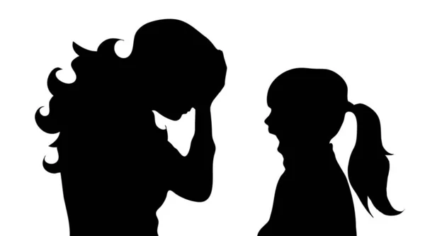 Silhouette Vectorielle Famille Sur Fond Blanc — Image vectorielle