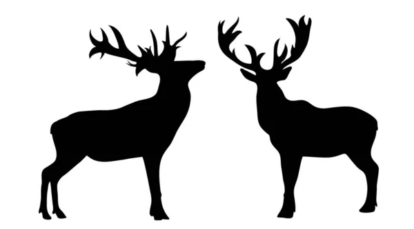 白い背景の上の鹿のベクトル シルエット — ストックベクタ
