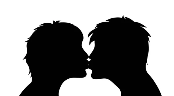 Vector Silhouette Faces Man Woman — Stock Vector