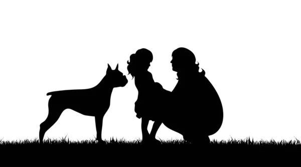 Vector Silhouet Van Familie Witte Achtergrond — Stockvector