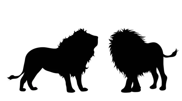 Silhouette Vectorielle Lion Sur Fond Blanc — Image vectorielle