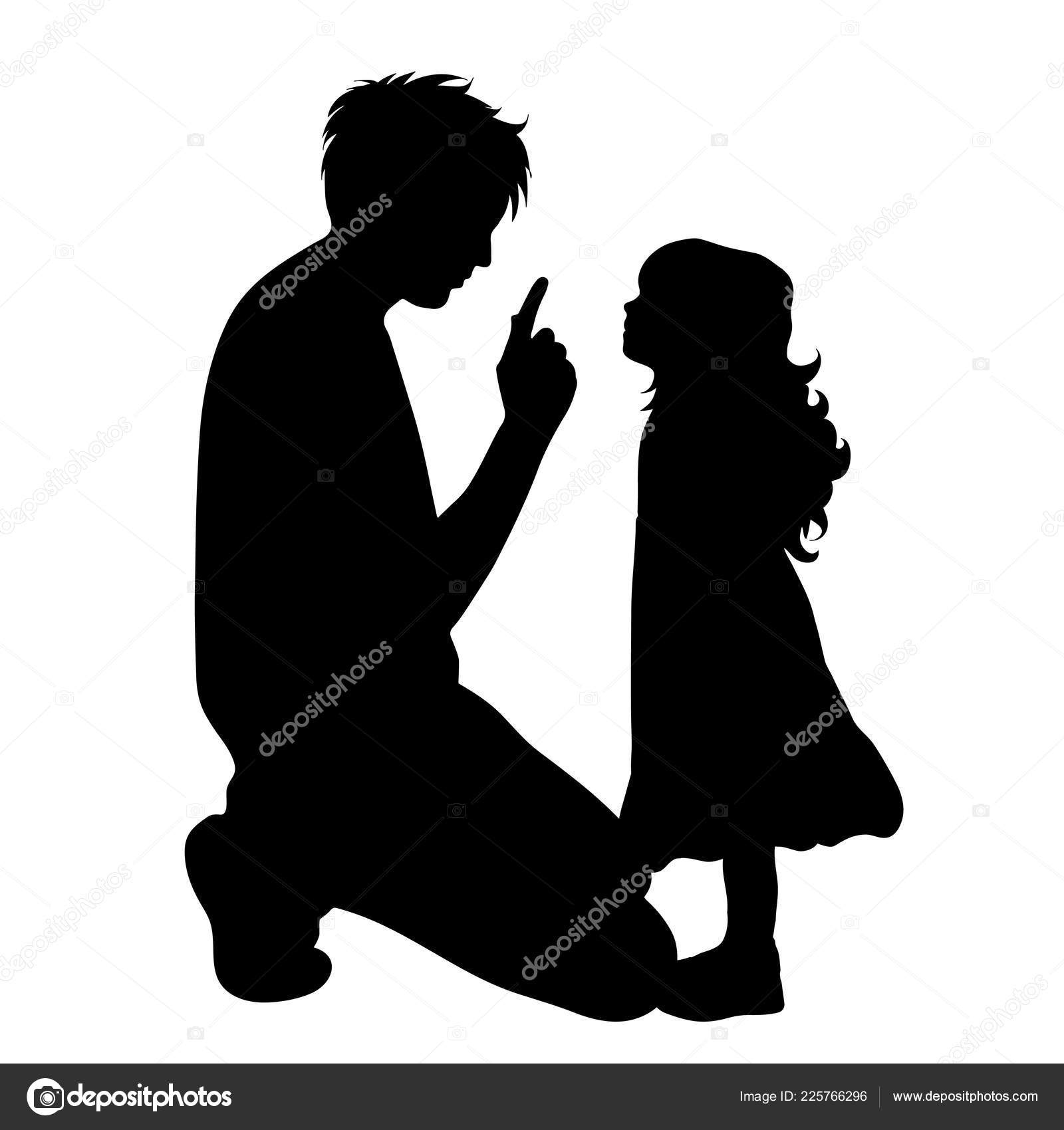 Vector Silhouette Father Daughter White Background Stock Vector Royalty Free Vector Image By C Majivecka 225766296