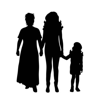 Aile beyaz zemin üzerine siluet vektör.