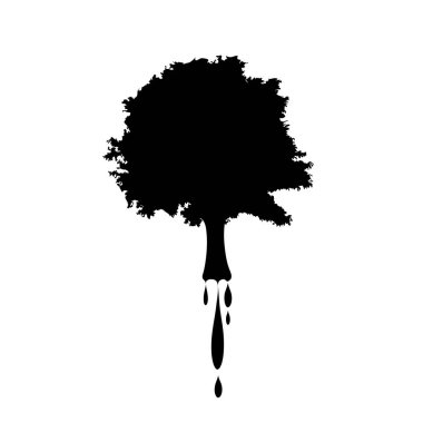 Beyaz arka plan üzerinde ağacının siluet vektör.