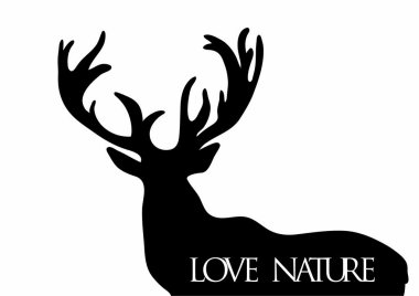 Beyaz arka plan üzerinde geyik siluet vektör.