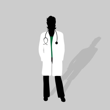Doktor gri arka plan üzerine siluet vektör.
