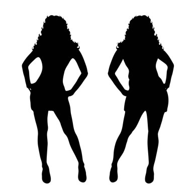 Beyaz arka plan üzerinde ince ve şişman kadın silüeti vektör.
