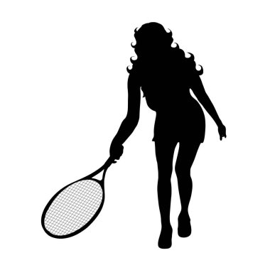 Kız beyaz zemin üzerine siluet vektör.