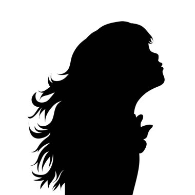 O vermek gibi bir öpücük yüz kız profil siluet vektör.