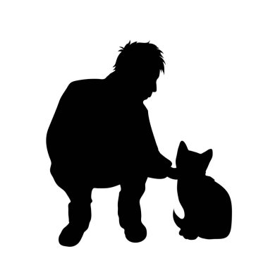 Erkek kedi beyaz arka plan ile vektör silüeti.