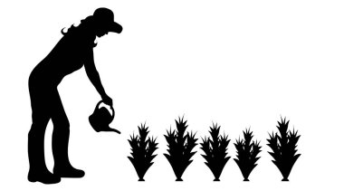 Bahçıvan beyaz zemin üzerine siluet vektör.