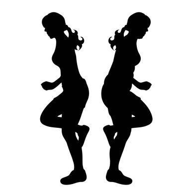 Beyaz arka plan üzerinde ince ve şişman kadın silüeti vektör.