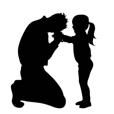 Aile beyaz zemin üzerine siluet vektör.