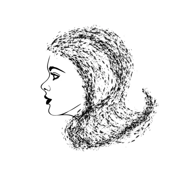Vector Illustration Woman Profile White Background — Stock Vector