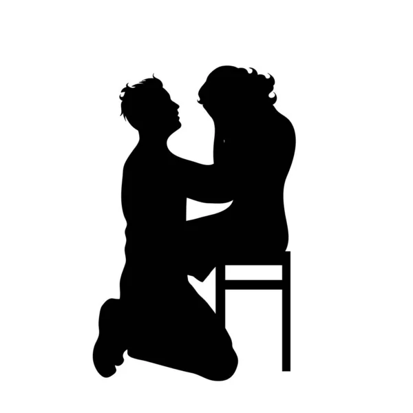 Silhouette Vectorielle Couple Sur Fond Blanc — Image vectorielle