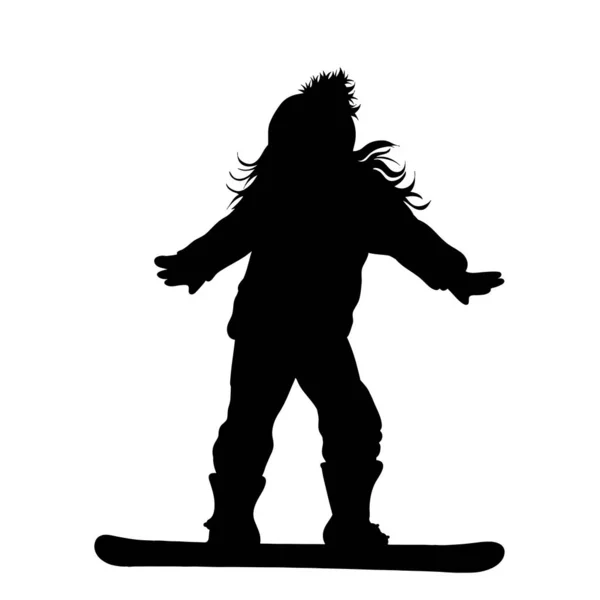Sylwetka Wektor Dziewczynie Która Jeździ Desce Snowboardowej — Wektor stockowy