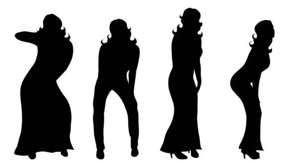 Silhouette Vectorielle Femme Sur Fond Blanc — Image vectorielle