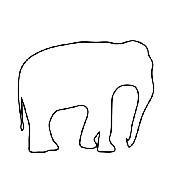Sílhueta Vetorial Elefante Sobre Fundo Branco — Vetor de Stock
