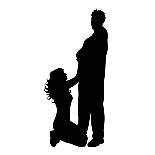 Silhouette Vectorielle Couple Sur Fond Blanc — Image vectorielle