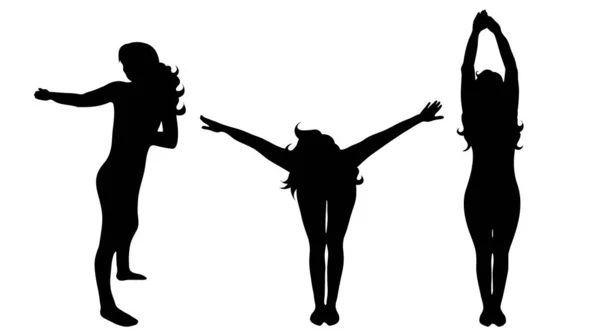 Silhouette Vectorielle Femme Qui Pratique Yoga Sur Fond Blanc — Image vectorielle