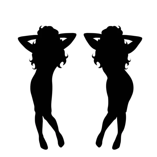 Silhouette Vectorielle Femme Mince Grosse Sur Fond Blanc — Image vectorielle