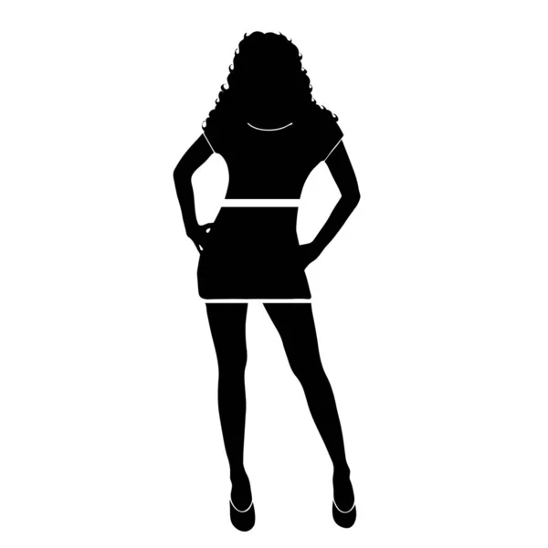 Silhouette Vectorielle Femme Sur Fond Blanc — Image vectorielle