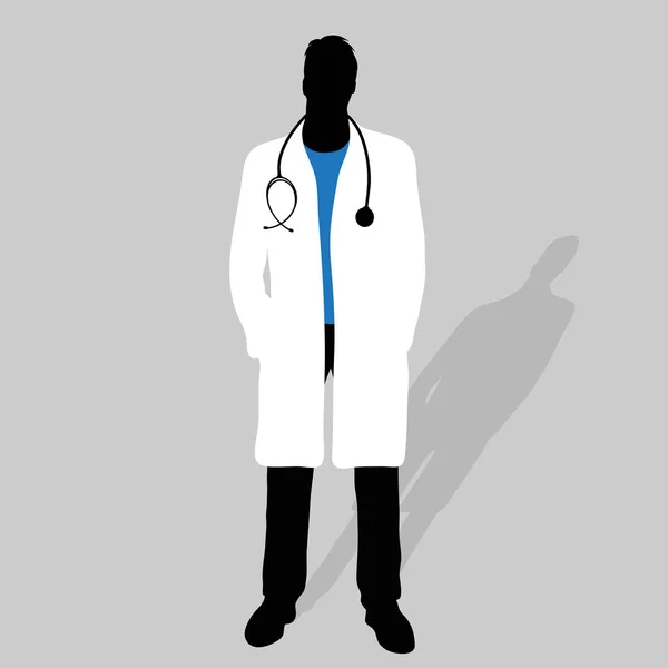 Silhouette Vectorielle Médecin Sur Fond Gris — Image vectorielle