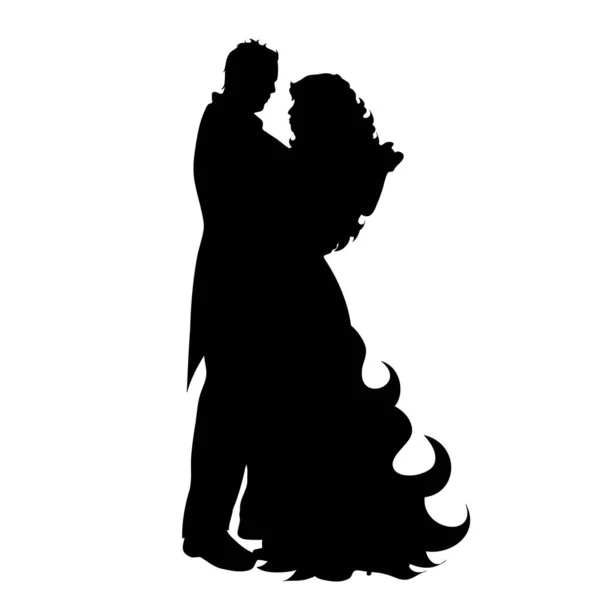 Silhouette Vectorielle Couple Qui Danse Sur Fond Blanc — Image vectorielle