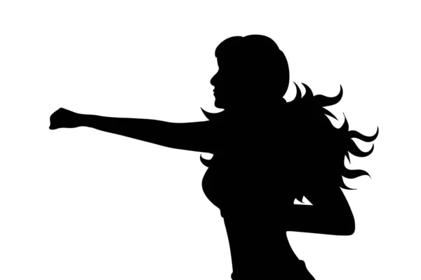 Silhouette Vectorielle Femme Qui Boxe Sur Fond Blanc — Image vectorielle