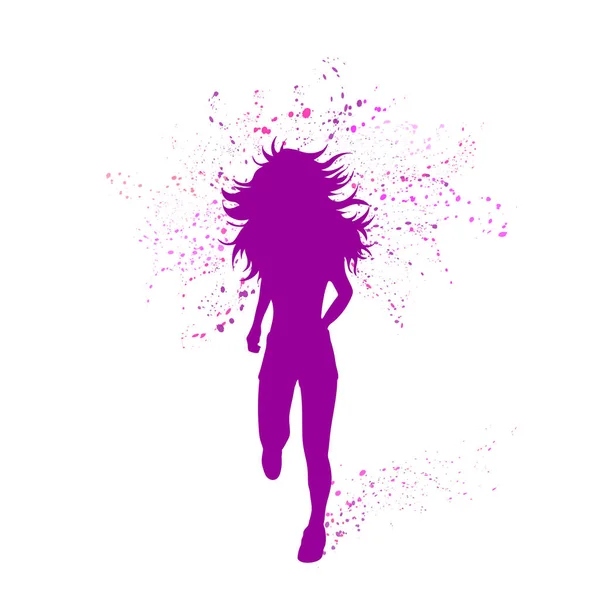 Vector Silhouette Woman Who Running White Background — Stock Vector