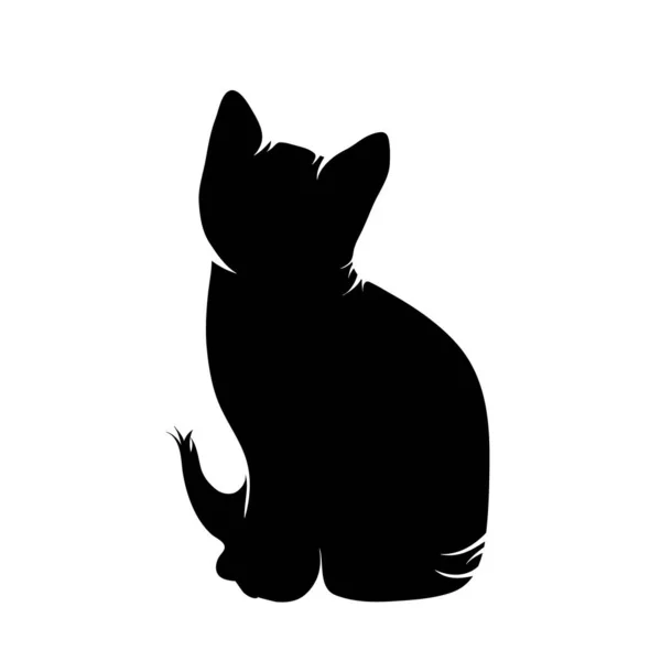 Silueta Vectorial Gato Sobre Fondo Blanco — Vector de stock