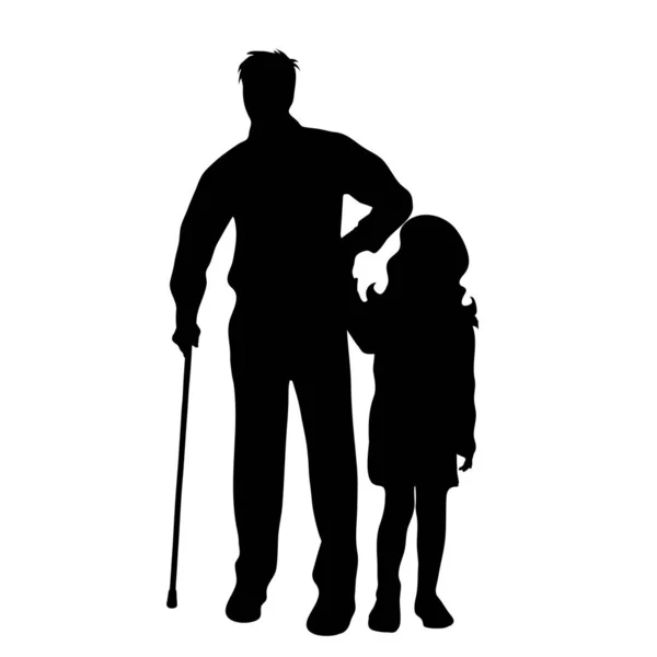 Vector Silhouet Van Familie Witte Achtergrond — Stockvector