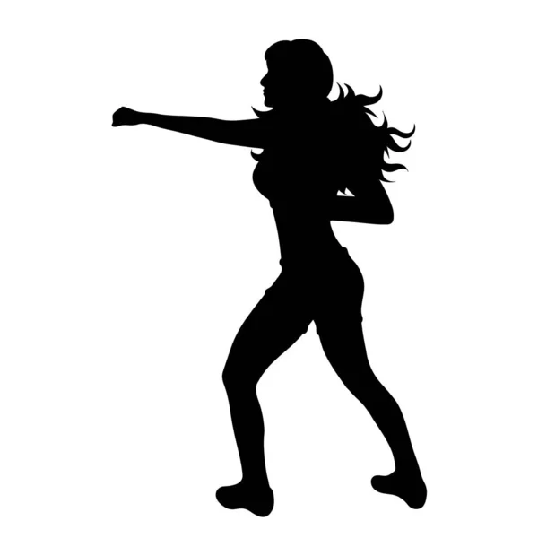 Vector Silhouette Woman Who Boxing White Background — Stock Vector