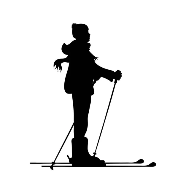Vector Silhouette Man Who Skiing — Stock Vector