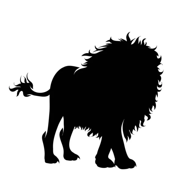 Vector Silhouette Lion White Background — Stock Vector