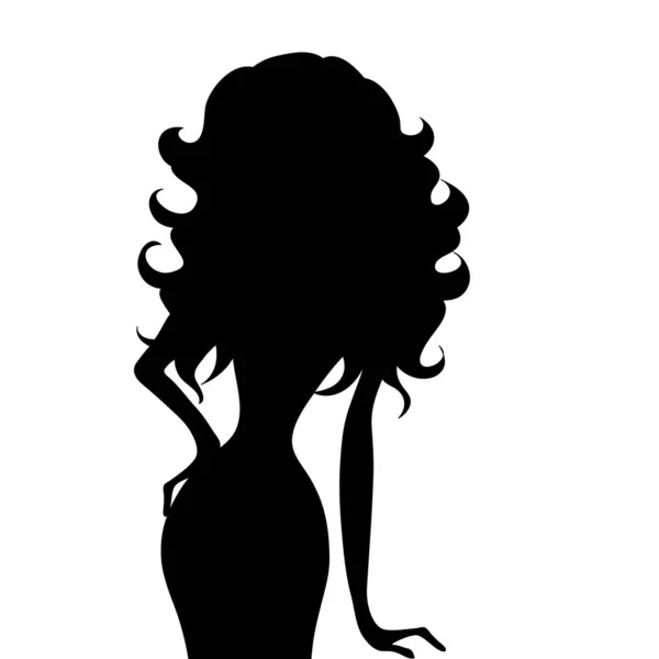 白い背景の上の長い髪の女性のベクトル シルエット — ストックベクタ