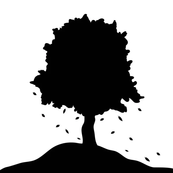 Silueta Vectorial Árbol Sobre Fondo Blanco — Vector de stock