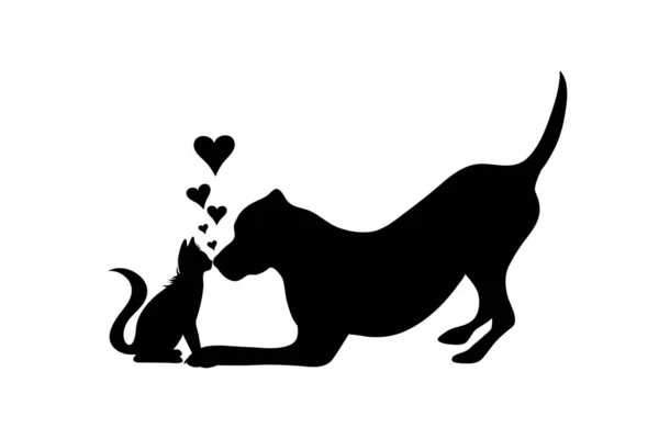 犬と猫の白い背景の上のベクトル シルエット — ストックベクタ