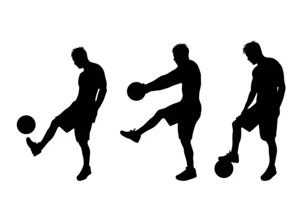 Vektor Silhouette Des Mannes Der Volleyball Auf Weißem Hintergrund Spielen — Stockvektor