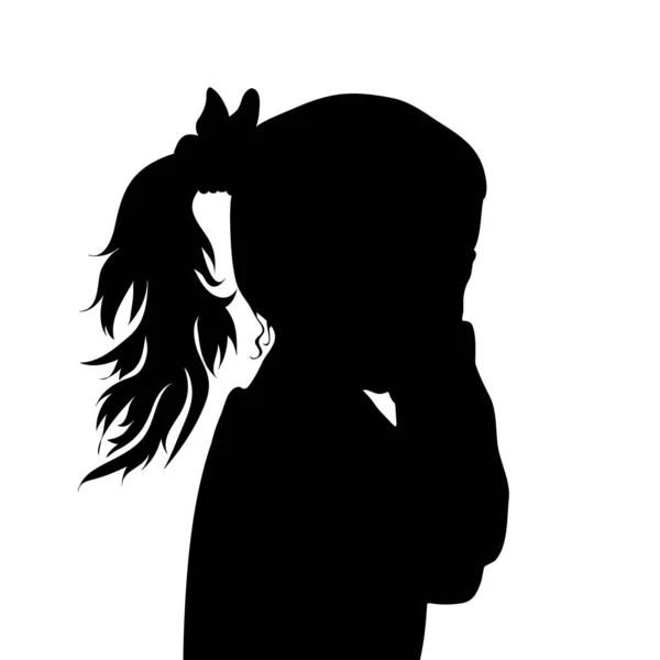 Vector Silhouette Face Girl Profile She Crying — Stock Vector