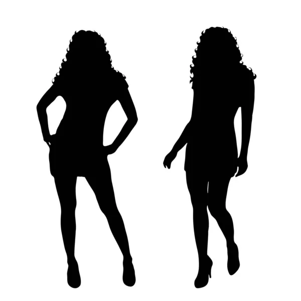 Silhouette Vectorielle Femme Sur Fond Blanc — Image vectorielle