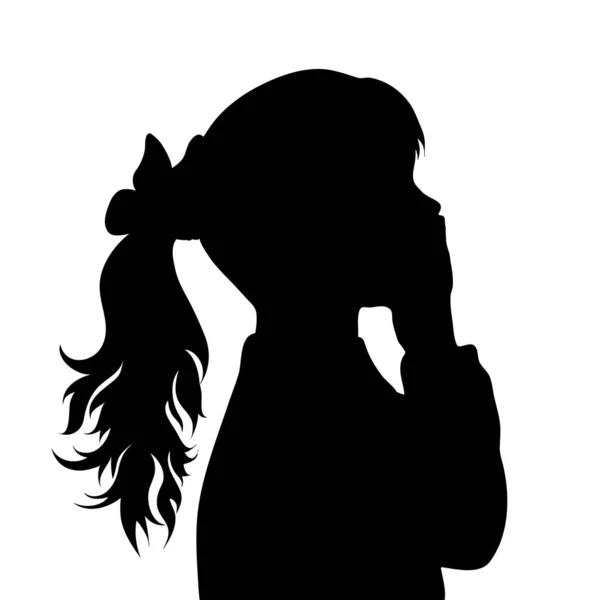 Vector Silhouette Face Girl Profile She Yawns — Stock Vector