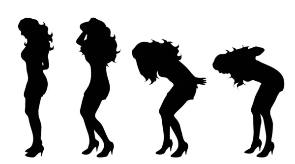 Silhouette Vectorielle Femme Sur Fond Blanc — Image vectorielle