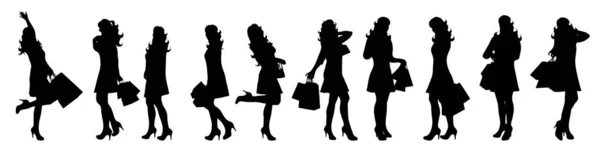 Silhouette Vectorielle Femme Sur Fond Blanc — Image vectorielle